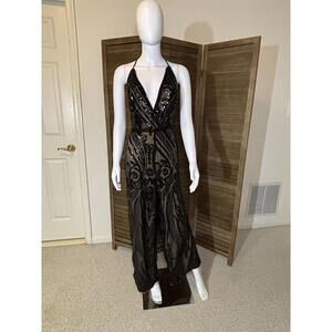 Black Sequin Plus-Size Jumpsuit